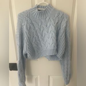 Cropped baby blue sweater